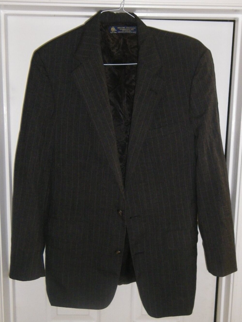 Vintage Men’s Classic Brooks Brothers 100% Wool Pinstripe Suit Jacket Charcoal